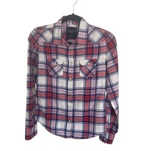American‎ Eagle Size Small Pearl Snap Top Womens Plaid Shirt Multi Color Western